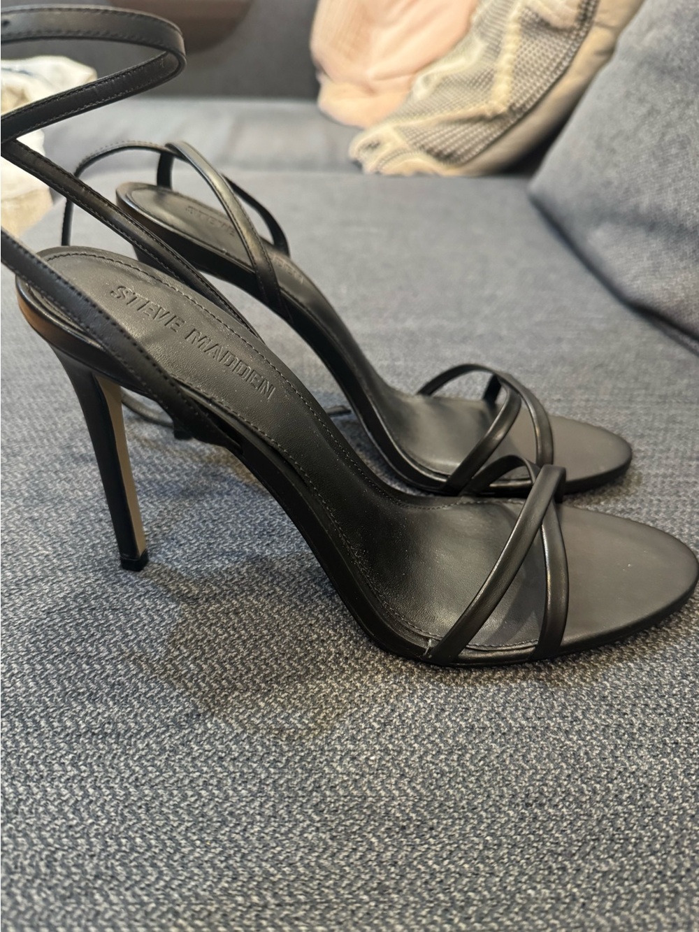 Steve Madden Black Strappy Stiletto Sandals